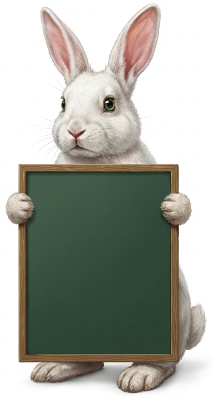 Rabbit at chalkboard
